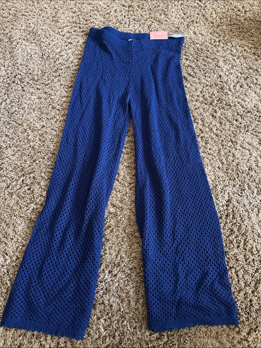 Shade & Shore Blue Wide-Leg Knit Pants